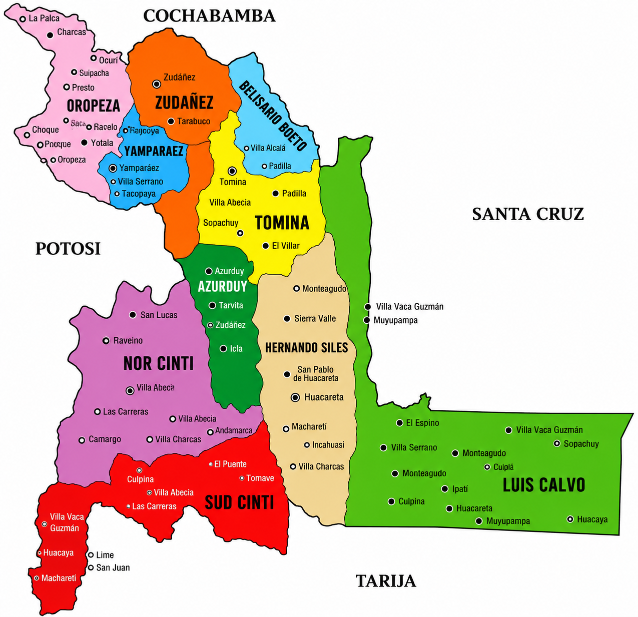 Mapa del departamento de Chuquisaca