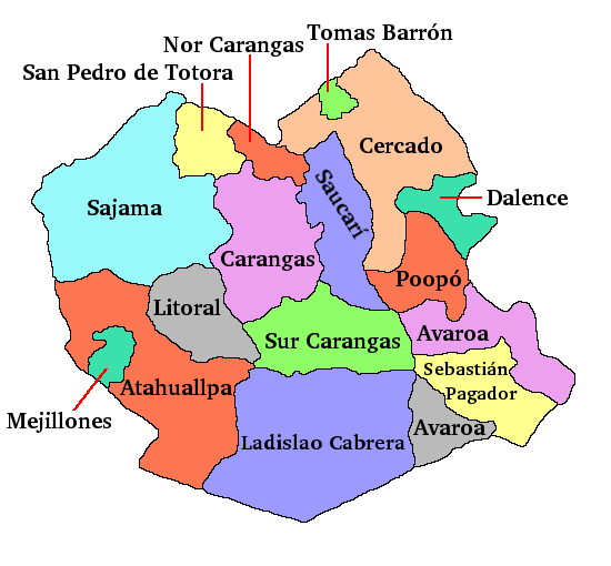 Mapa de provincias del departamento de Oruro